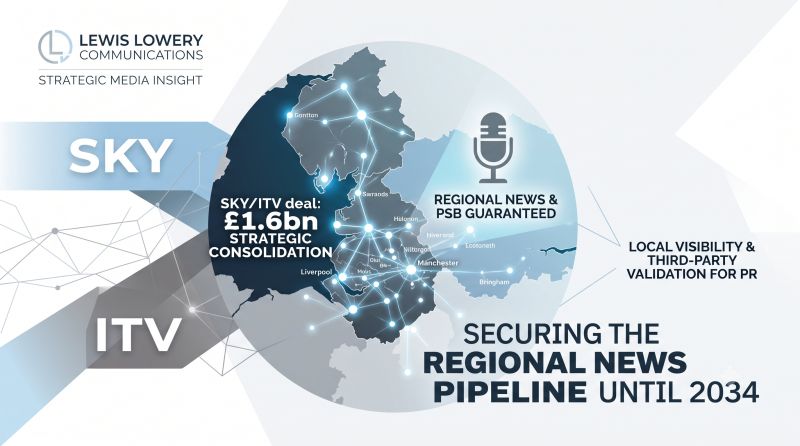 Lewis Lowery graphic about the Sky and ITV deal and regional news provision until 2034.